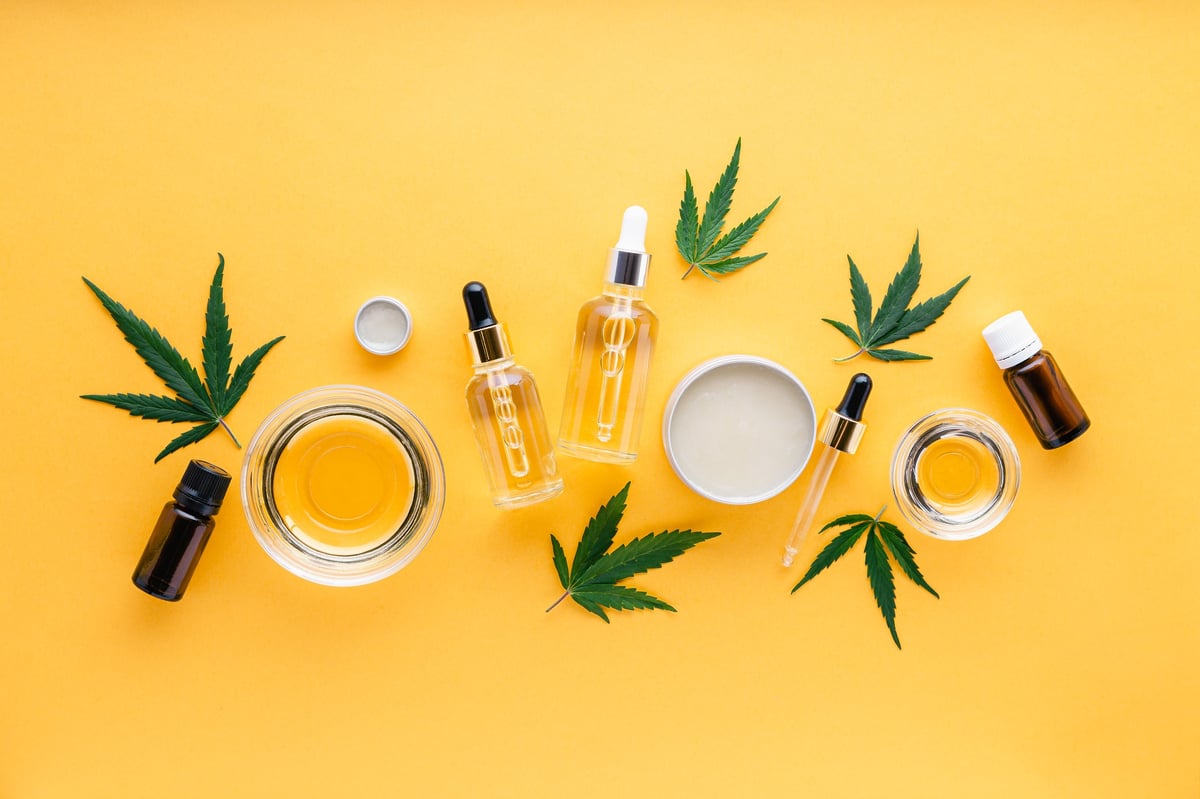 CBD oil, hemp tincture, and cannabis cosmetic products for skin care